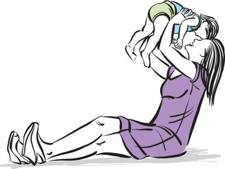 mom and baby mothers day parenting mother care love tenderness vector illustration