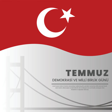 15 temmuz post design vectore file with flag