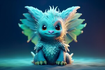 The best cinematic artwork of a small cute mythical creature with one color background