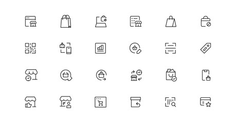 E-commerce, online shopping and delivery elements - minimal thin line web icon set. Outline icons collection. Simple vector illustration.