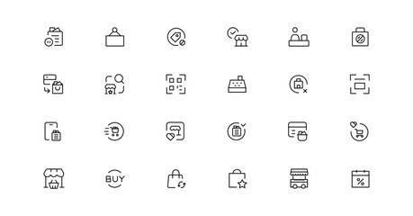E-commerce, online shopping and delivery elements - minimal thin line web icon set. Outline icons collection. Simple vector illustration.