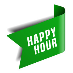 Colorful vector flat design banner happy hour. This sign is well adapted for web design.