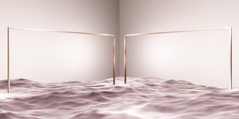 water display stand with square frame Studio scene for product or message presentations 3D illustration