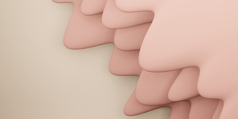 water drop shape curve background Alternately several layers of pastel colors 3D illustration