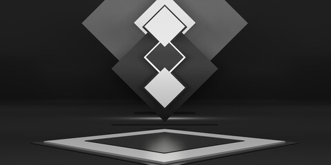 zen style podium stage dark studio scene Minimal scene concept 3D illustration