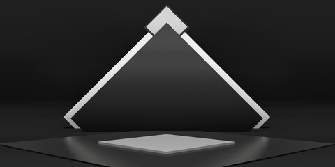 zen style podium stage dark studio scene Minimal scene concept 3D illustration