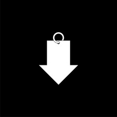 Arrow down icon  isolated on black background