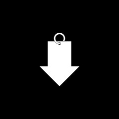 Arrow down icon  isolated on black background