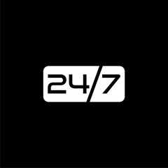 24 7 hour service icon isolated on black background 