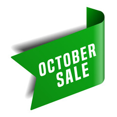 Colorful vector flat design banner october sale. This sign is well adapted for web design.