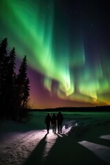 camping in the north with northern lights, AI Generated