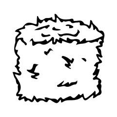 The hay is stacked. Livestock feed. Farm. Agricultural buildings. A set of items for the farm. Wind illustration isolated on white background.