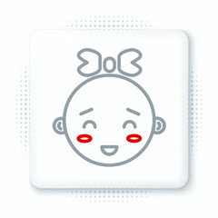 Line Happy little girl head icon isolated on white background. Face of baby girl. Colorful outline concept. Vector
