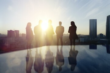 Fototapeta premium Group of business partners looking for the future. Business ambition and vision concept. Generative AI