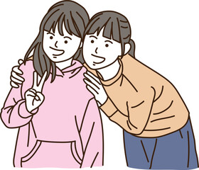 笑顔の仲良しの女の子達