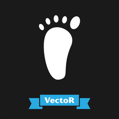 White Foot massage icon isolated on black background. Vector
