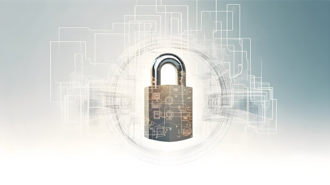 A digital padlock, symbolizing secure internet, is the focus of this generative AI visual