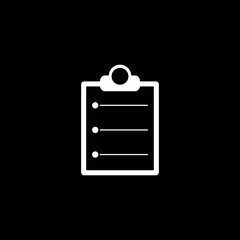 Checklist line icon isolated on black background 
