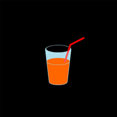  Flat illustration of Juice glass icon isolated on black background 