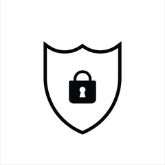 Obraz premium Black shield with lock. Data security and privacy