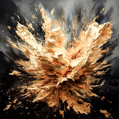 A png depicting an explosion with gold leaf was created - generative ai.