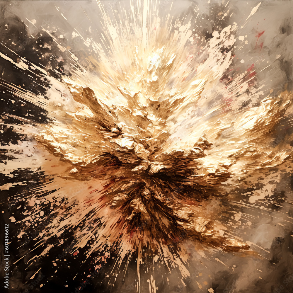 Aufkleber the explosion of gold leaf was captured in an image - generative ai.