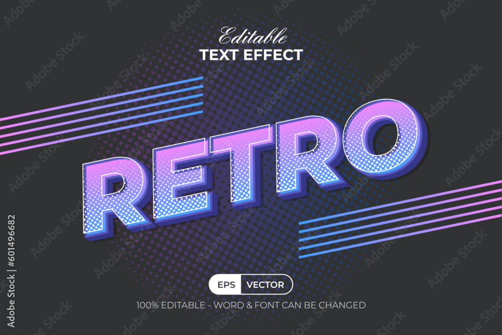 Poster Retro text effect pop art style. Editable text effect.