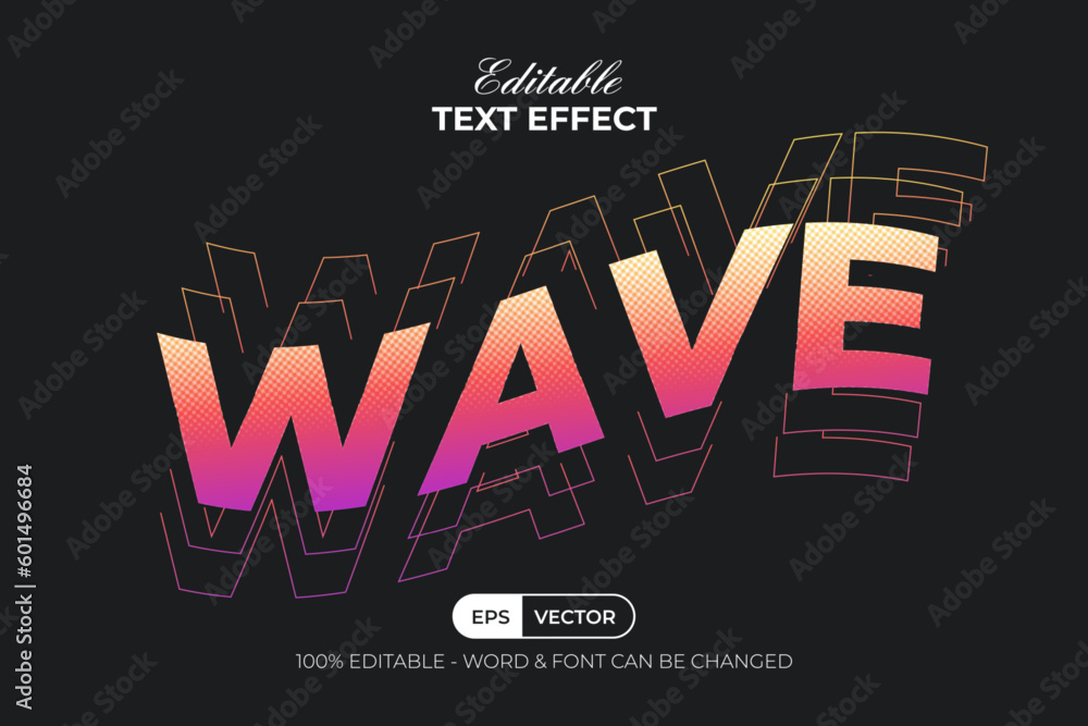 Poster colorful wave text effect style. editable text effect.