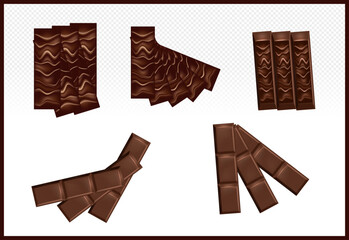 A group of Chocolate Candy Bars with Liquid Chocolate