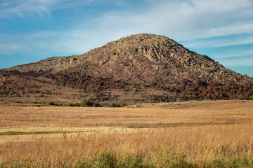 Landscape at the Wichita Mountains Wildlife Refuge, located in southwestern Oklahoma
