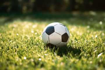 Generative AI.soccer ball on green grass outdoors - 601498074