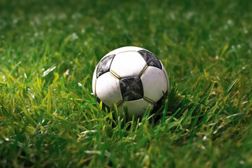 Generative AI.soccer ball on green grass outdoors - 601498249