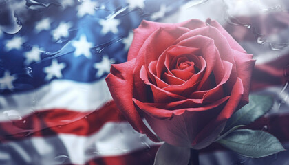 USA theme stock photo for use on Memorial day, Veterans day, Independence day and 4th of July. Generative AI illustrations