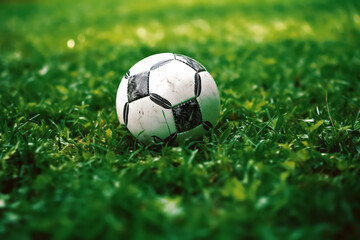 Generative AI.soccer ball on green grass outdoors - 601498442