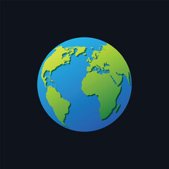 Round planet earth with continents