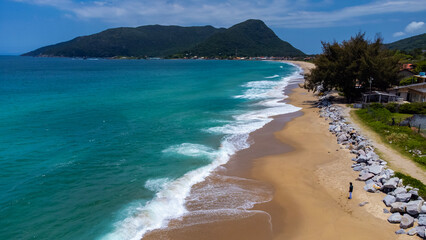 Paisagem Armacao Pantano Sul Praia Tropical Pesca Floripa Florianópolis Ilha Natureza Mar Oceano Atlântico Ondas Areia Cenário Viagem Turismo Turístico Santa Catarina Brasil Brasileiro Drone Aéreo SC