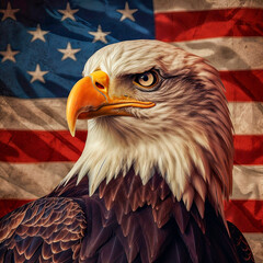 Naklejka premium The eagle and the American flag symbol for the Independence Day of the United State of America, is the national holiday celebrated on July 4th.