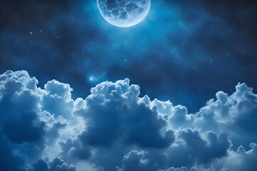 Naklejka na ściany i meble Night sky illustration, night sky background, made by Ai