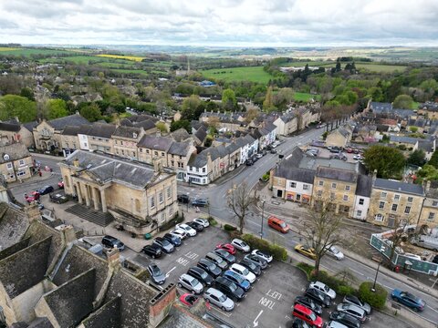Chipping Norton town hall Oxfordshire UK drone aerial view