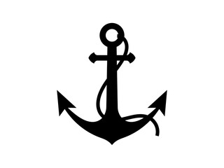 縄付き錨アイコン：黒