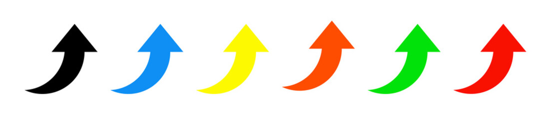 Curved arrow up icons set with transparent background. Curved arrow icons. Going up arrow sign. Increased,rise, growth sign, symbol. 