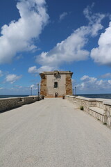 Fototapeta na wymiar Way to Torre di Ligny in Trapani in Sicily at the Mediterranean Sea, Italy
