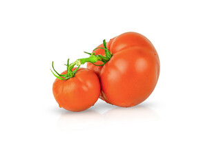 Two red tomatoes isolated on a white background
