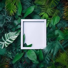 Blank frame mock up with foliage, leaves, simple