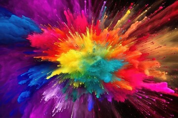 An image of a colorful holi paint explosion with a lot of color powder. (Generative AI) - 601503885
