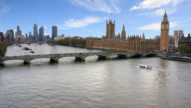 Beautiful aerial view of the Palace of Westminster in London