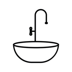 Bathroom sink unit line icon, outline vector sign, linear style pictogram isolated on white. Symbol, logo illustration. 