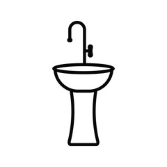 Bathroom sink unit line icon, outline vector sign, linear style pictogram isolated on white. Symbol, logo illustration. 