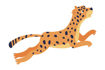 Cute Spotted Leopard as Wild African Animal Jumping Vector Illustration