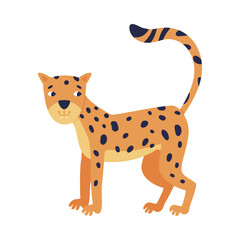 Cute Spotted Leopard as Wild African Animal Standing Vector Illustration